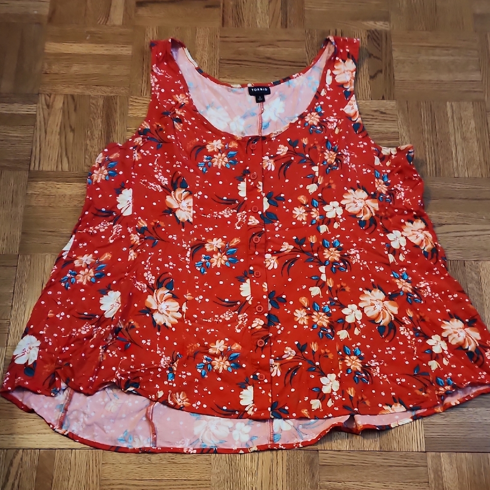 Torrid Red Floral Tank, 2X